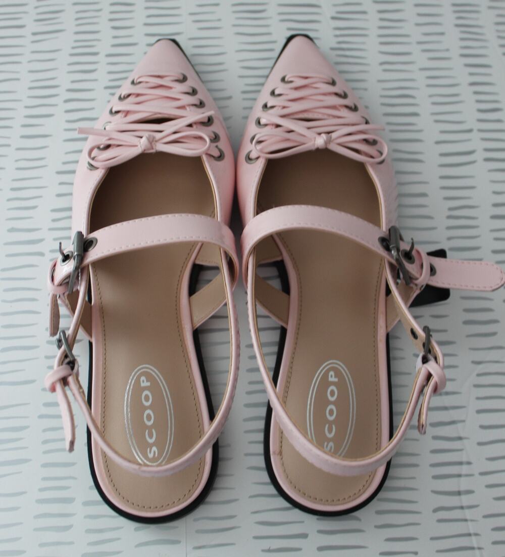 Scoop Womens Patent Faux Leather Corset Flats Pink Size 9 NEW